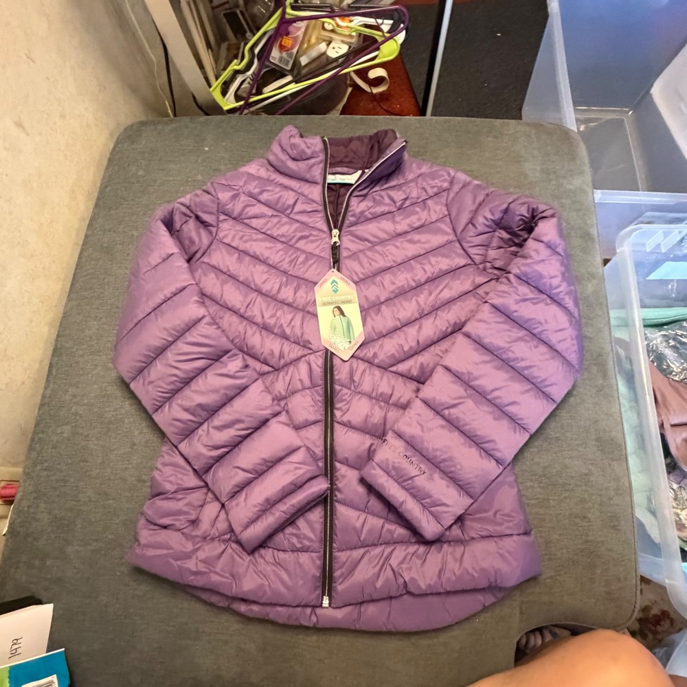 Free Country Ultrafill Jacket Purple Quilted Puffer Full Zip‎ Mock Neck Womens S